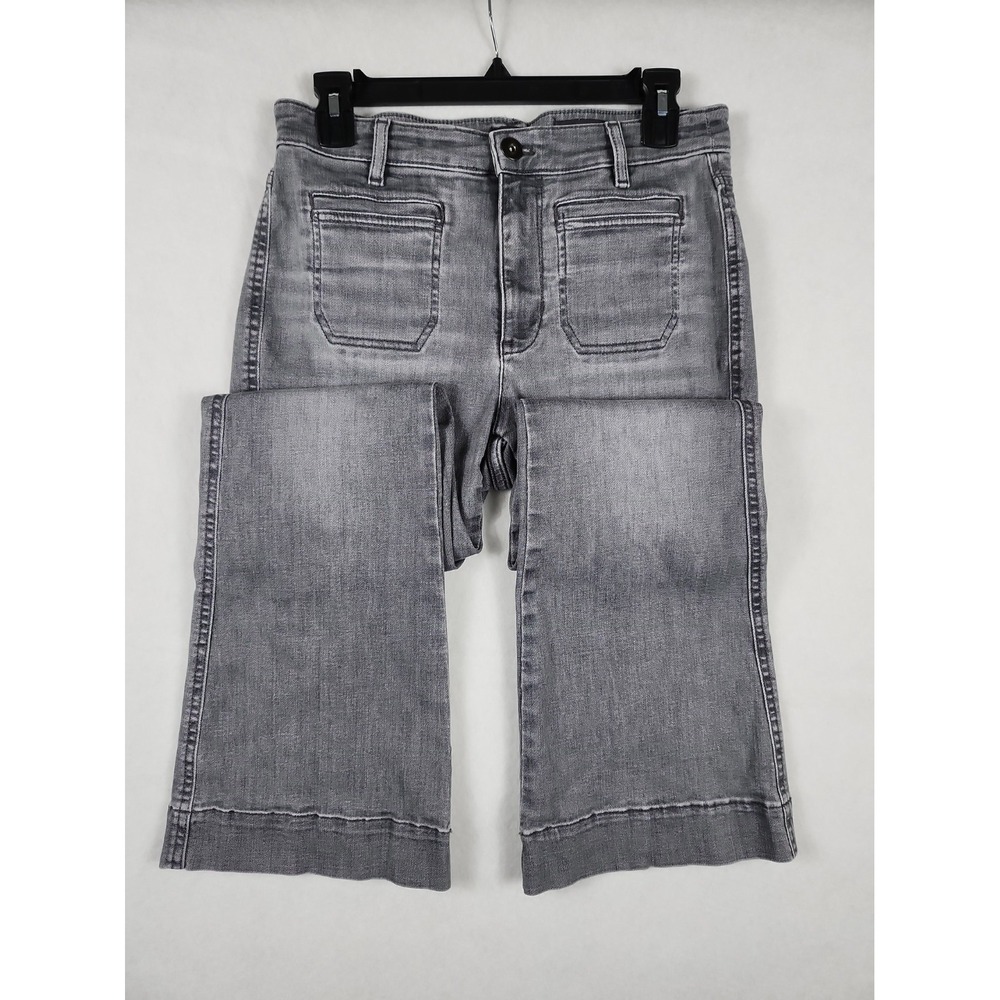 J. Jill Denim Jeans High Rise Flare Womens 10P Gray Wash Stretch Cotton Blend